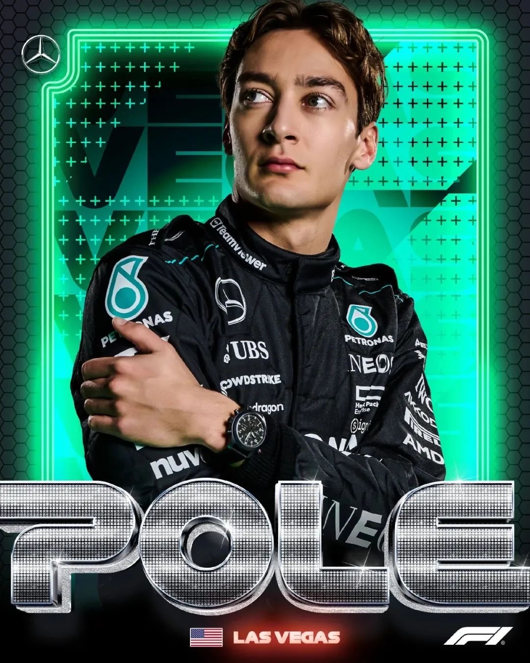 梅赛德斯险胜红牛二队，塞恩斯统治全场